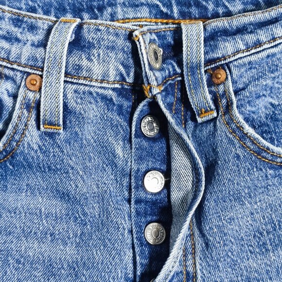 Levi's 501 S Skinny Classic jeans women's size W26/L28 medium washed denim blue - Picture 10 of 15